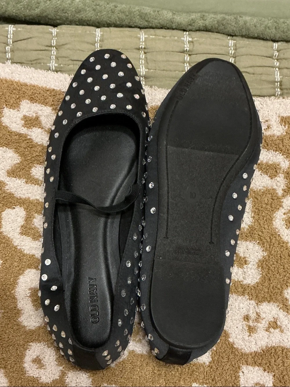 Old Navy Black Studded Ballet Flats